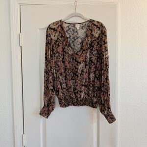 Roan + Ryan Paisley V-Neck Blouse
